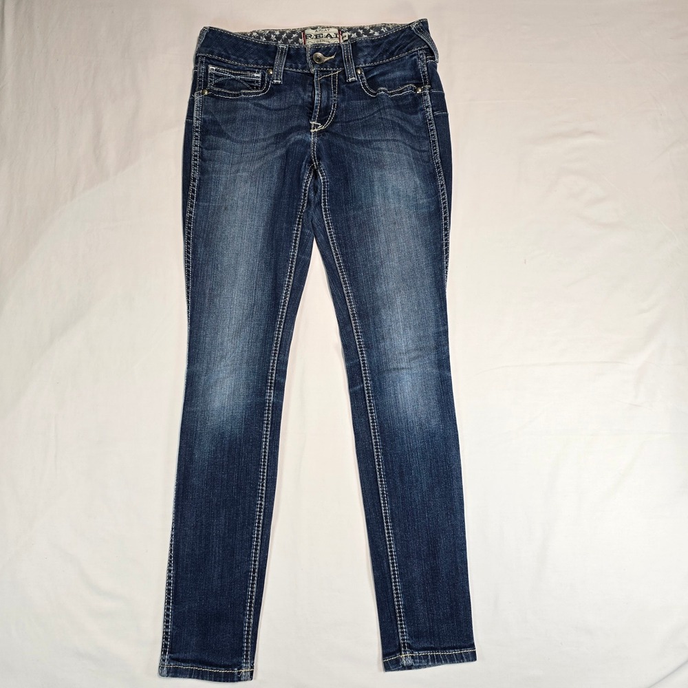 Ariat REAL Denim Skinny Jeans Dark Wash Contrast Stitch 10018357 Womens 28R
